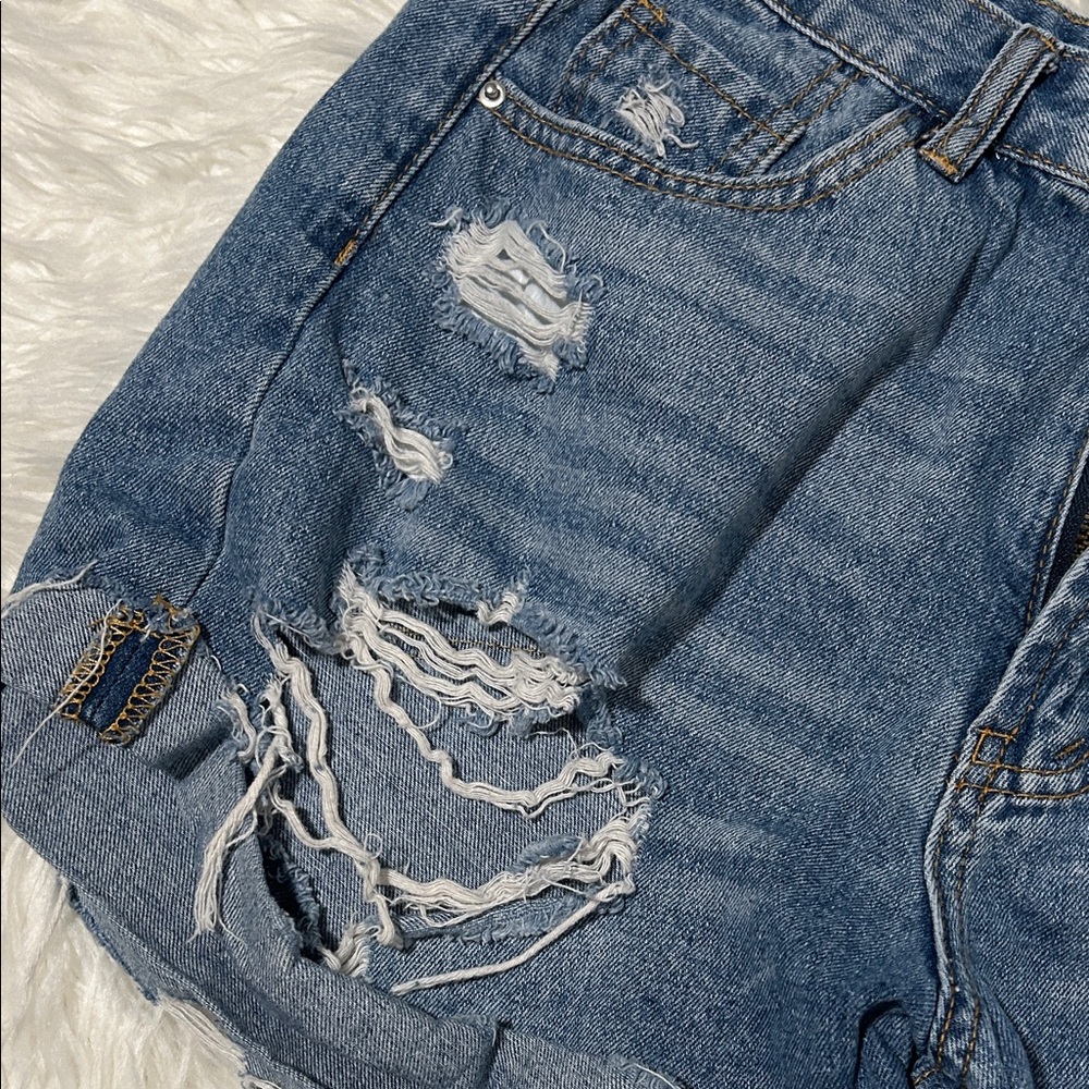 SHEIN Distressed Denim Women Shorts - Picture 2 of 7
